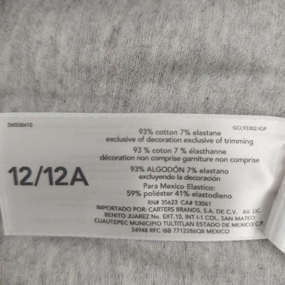 Carter's Kid Girls Leggings 12/12A Gray Blue Set Of 2 Cotton Blend Lightweight - Picture 9 of 9